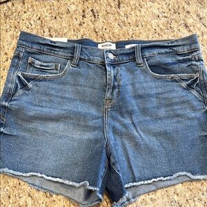 Kensie Blue Cut-Off Jean Shorts with Frayed Hem
